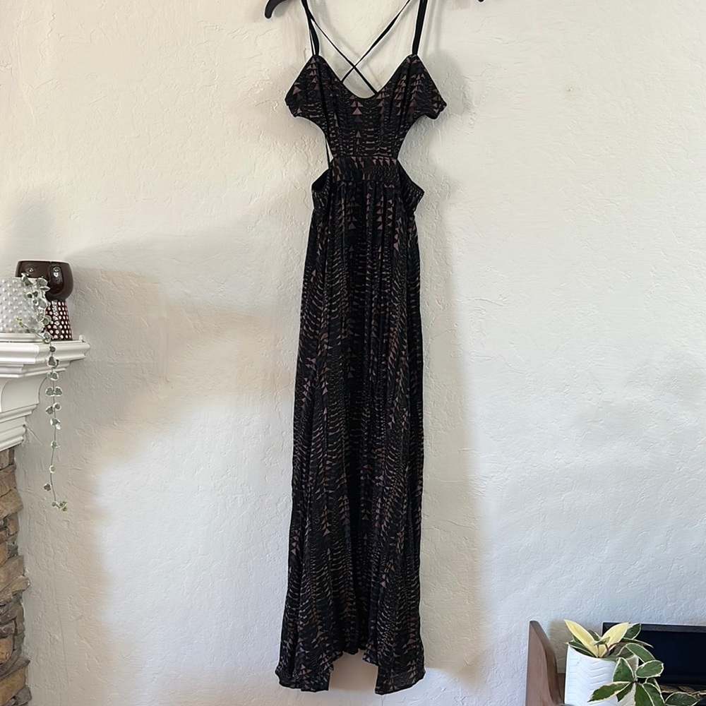 Ecote Black Spaghetti Strap‎ Maxi Dress for Night Out